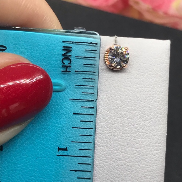 Rose Gold Plated Stud Earrings - Picture 3 of 5